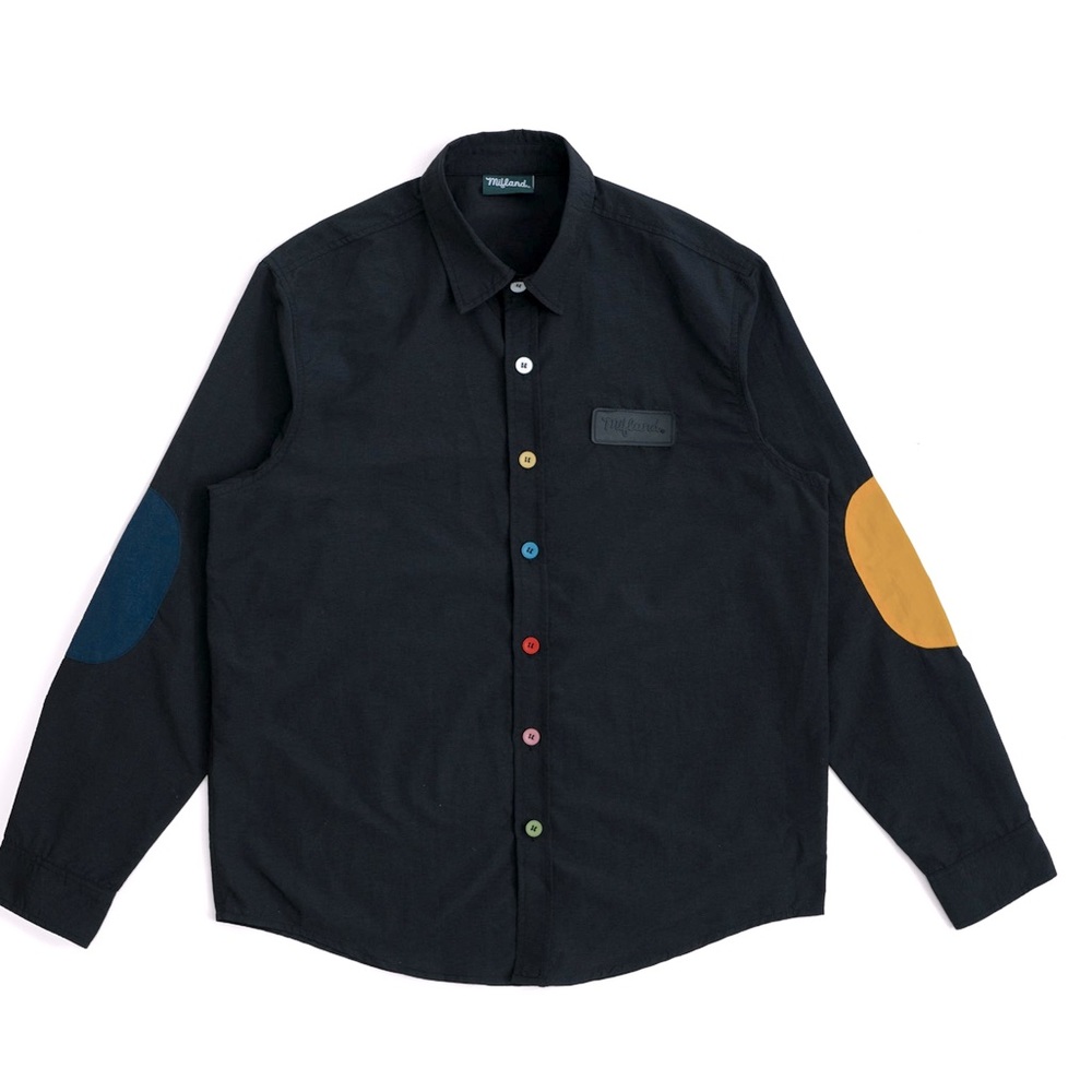 mifland lightweight multicolor black shirt XS button up rainbow colorblock